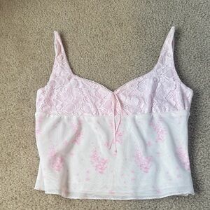 Princess Polly Pink Lace Floral Cami Tank Top